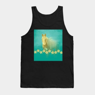 Golden ghost horse on teal Tank Top